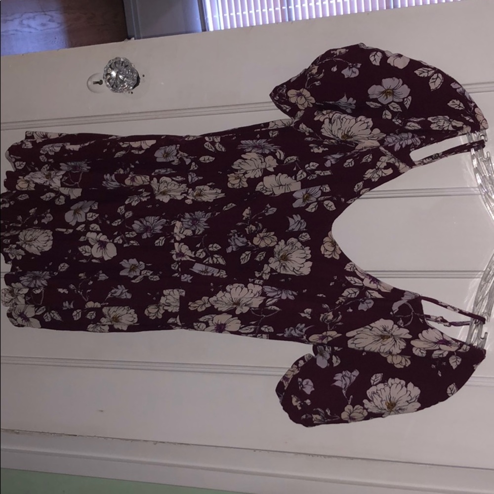 Maroon floral romper